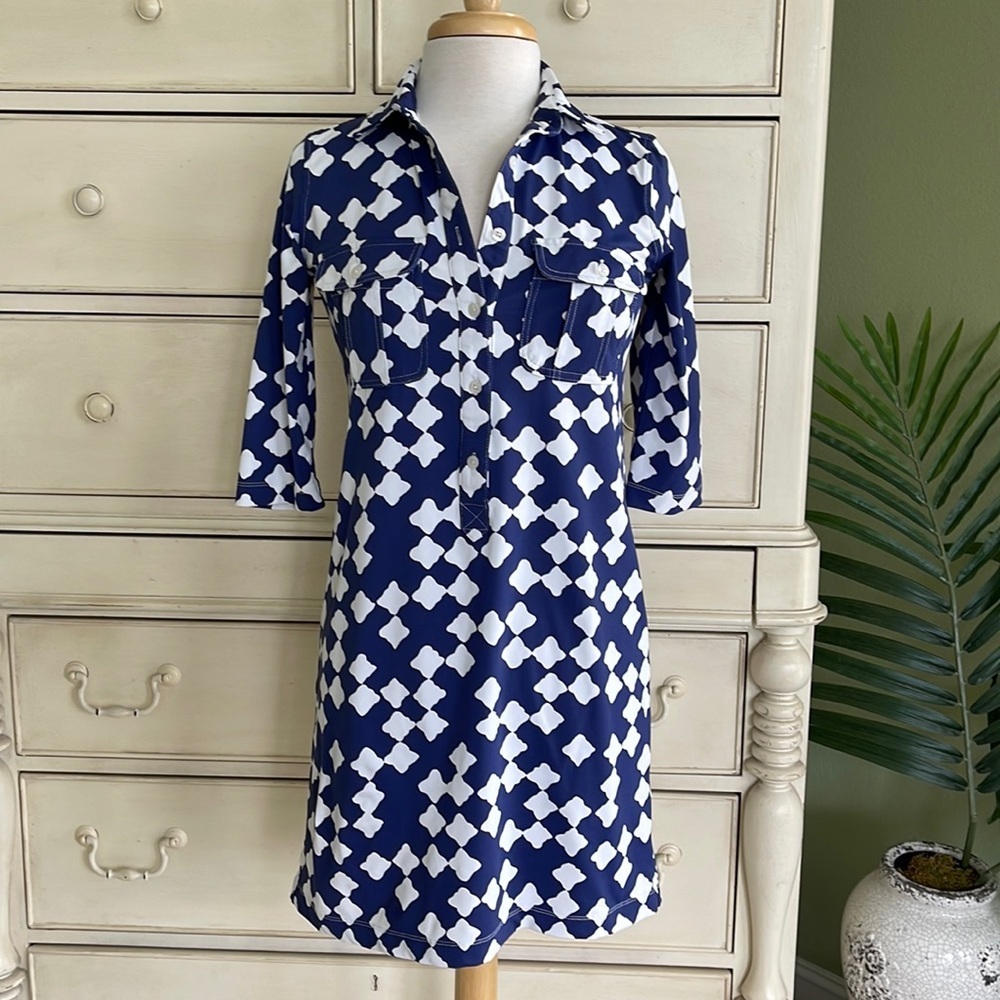 Persifor Winpenny Blue and white dress size XS